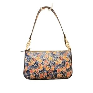 Nanette Lepore Boho Chic Floral Shoulder Baquette Bag W/Gold Hardware